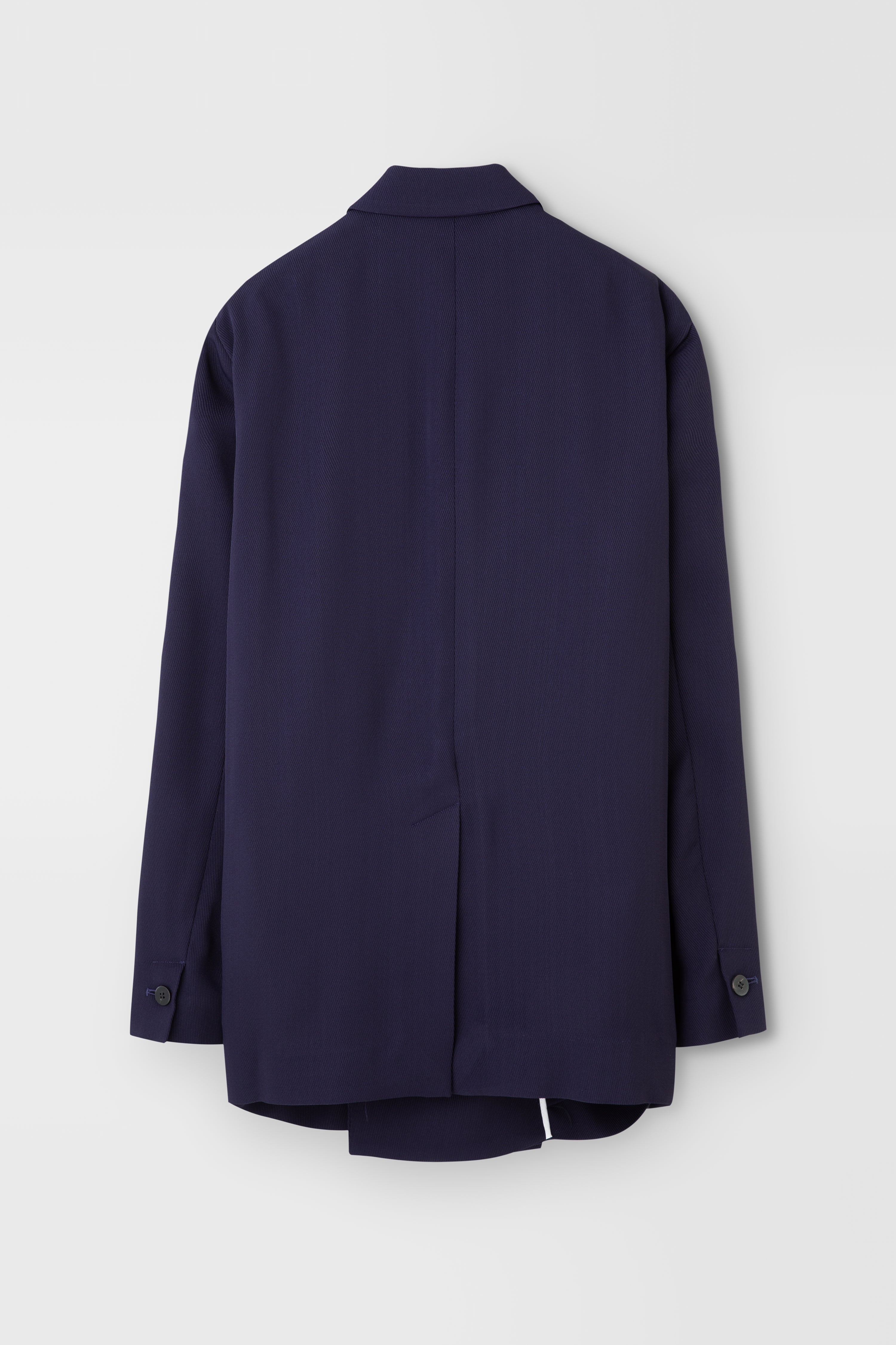 Classic Rayon Tricotine Double Breasted Jacket in Navy