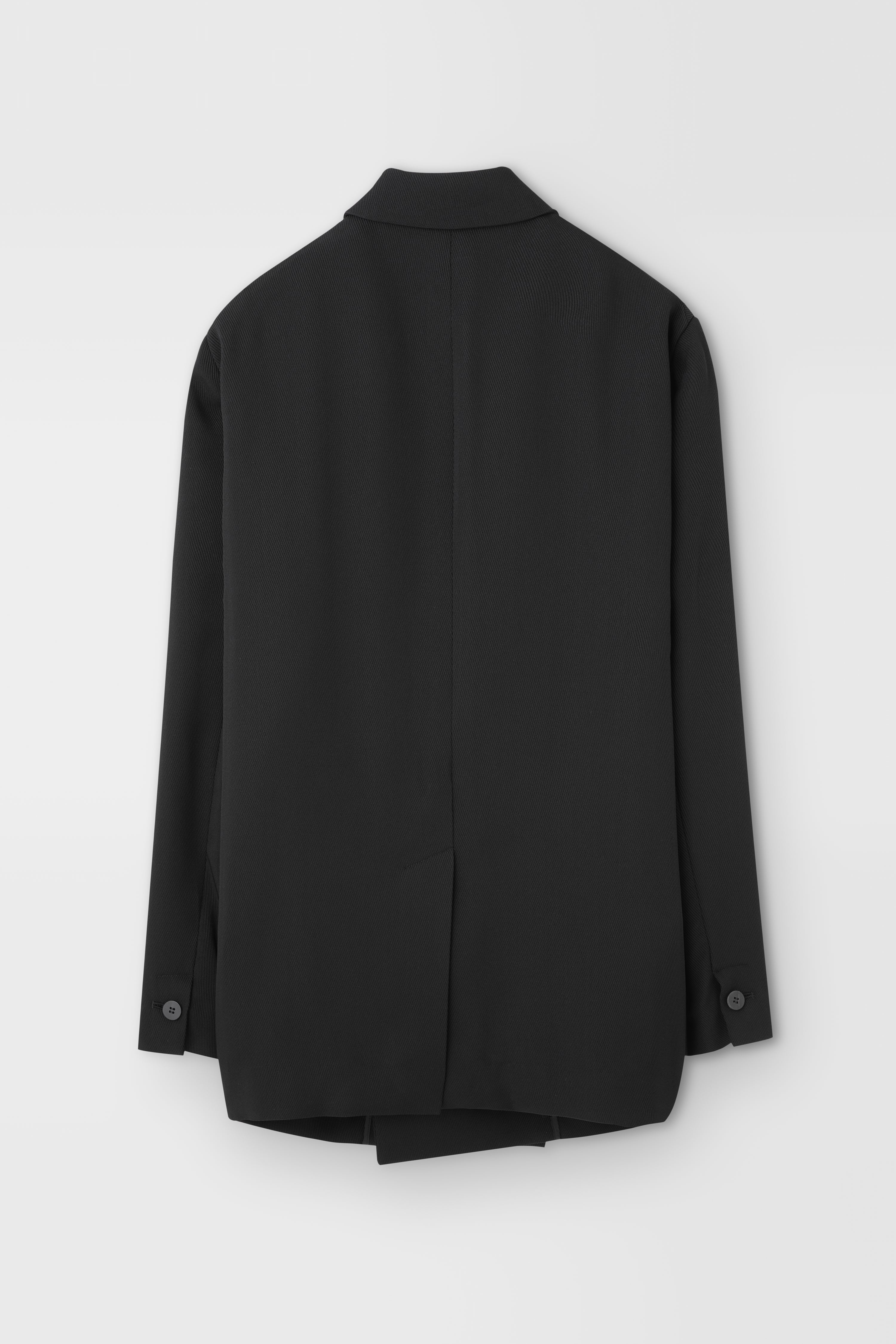 Classic Rayon Tricotine Double Breasted Jacket in Black