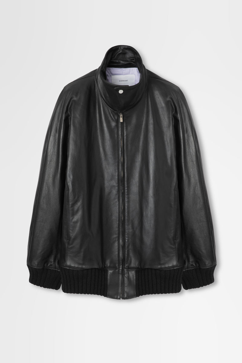 leather puff jacket blouson black 本革 黒 back leather blouson / black – PoFF公式オンラインショップ