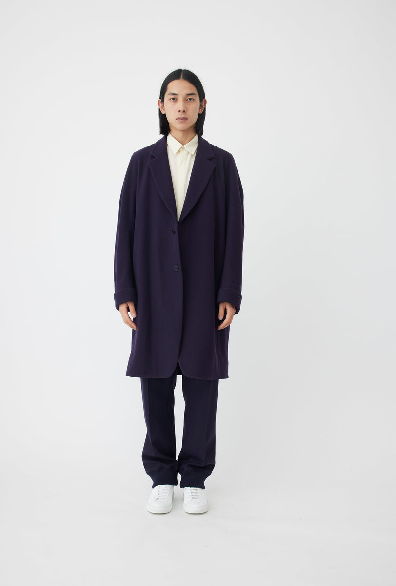 Classic Wool Melton Overcoat in Navy