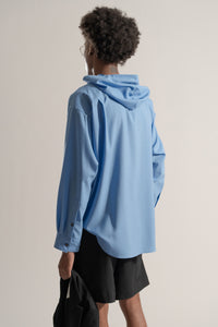 Classic Hooded Wool Shirt in Sky Blue