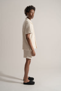 Cotton Pile Camp Shirt in Off White