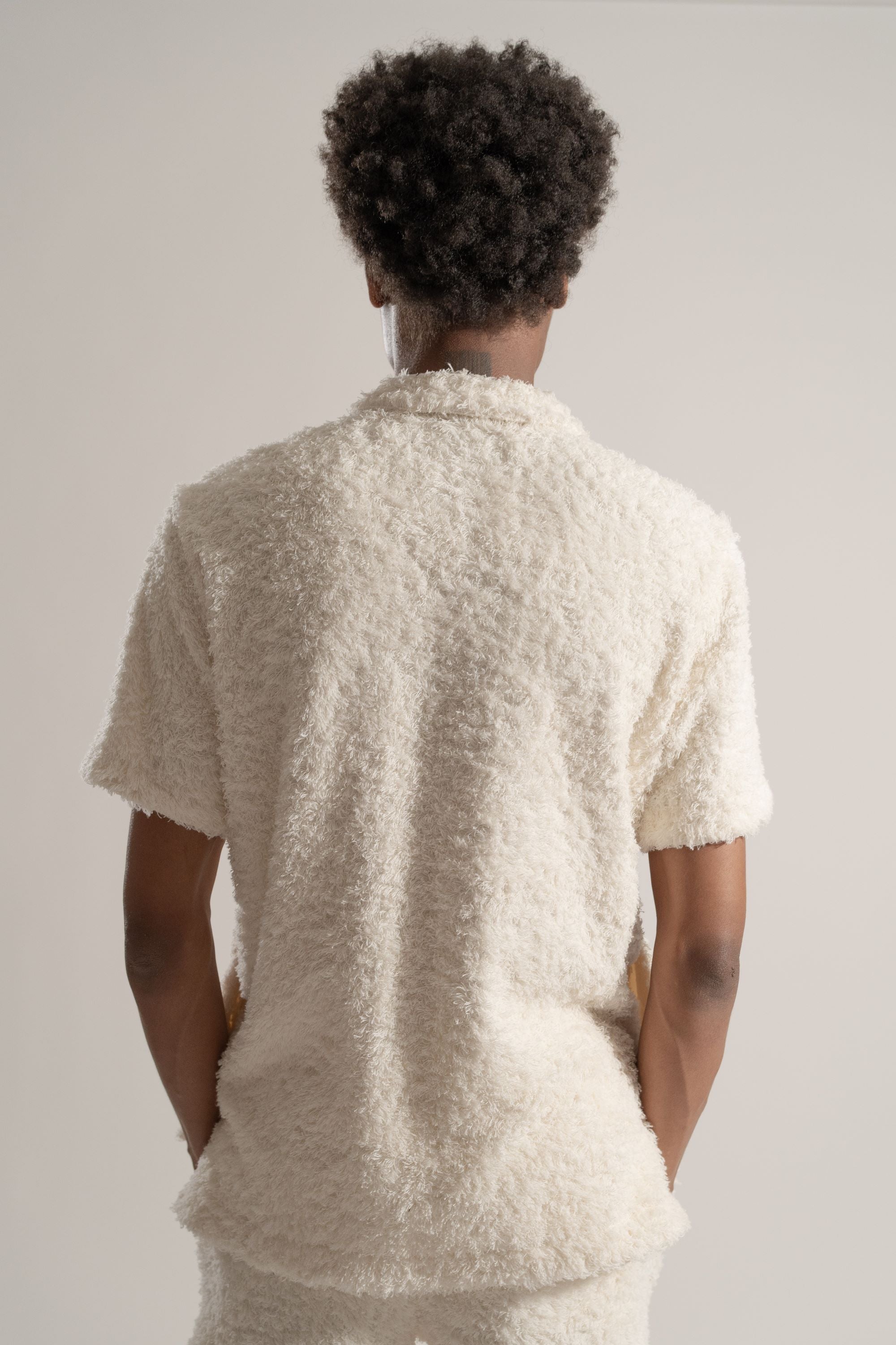 Cotton Pile Camp Shirt in Off White