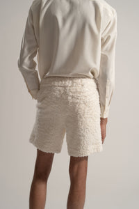Cotton Pile Tailored Shorts in Off White