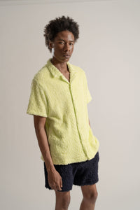Cotton Pile Camp Shirt in Lime