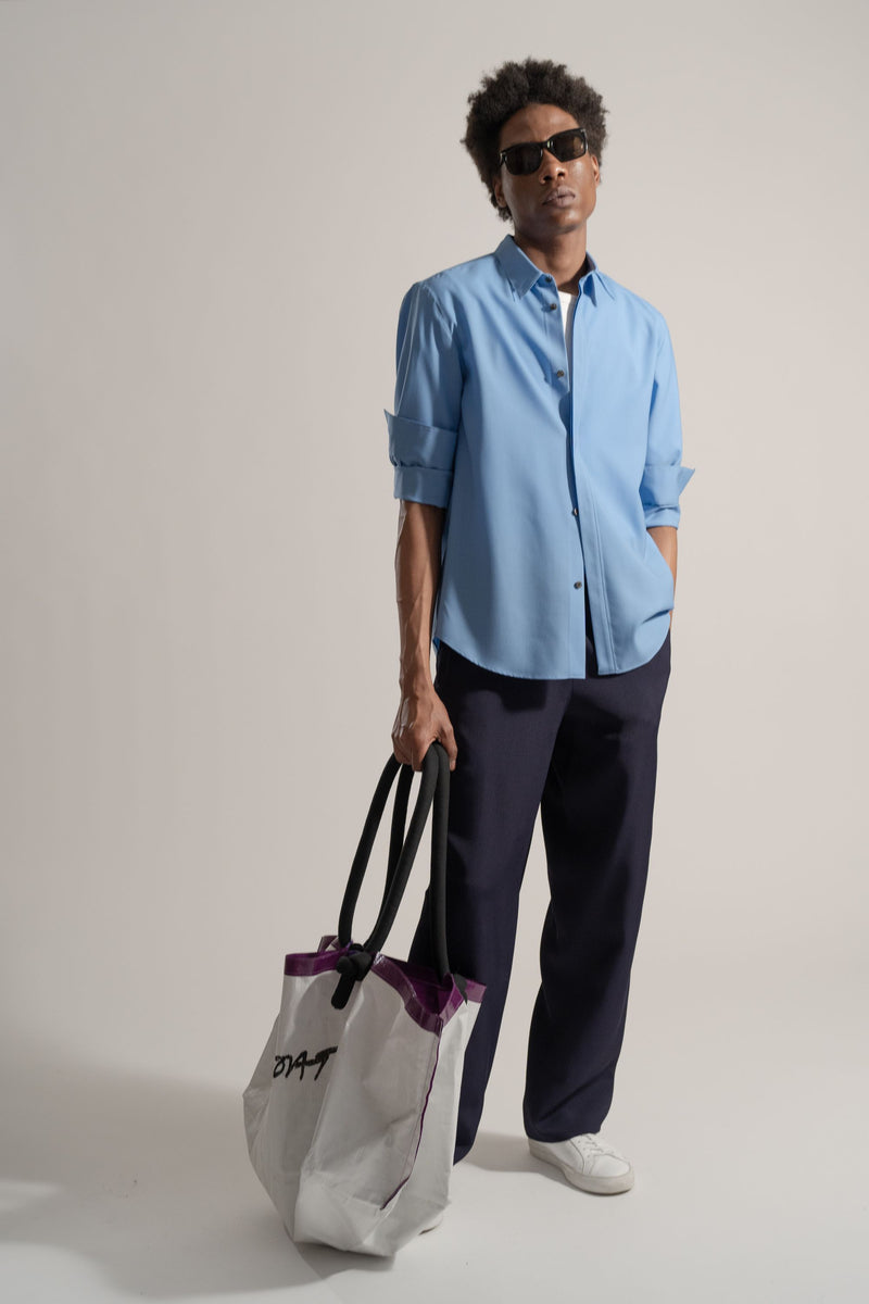 Classic Wool Shirt in Sky Blue – OVERCOAT