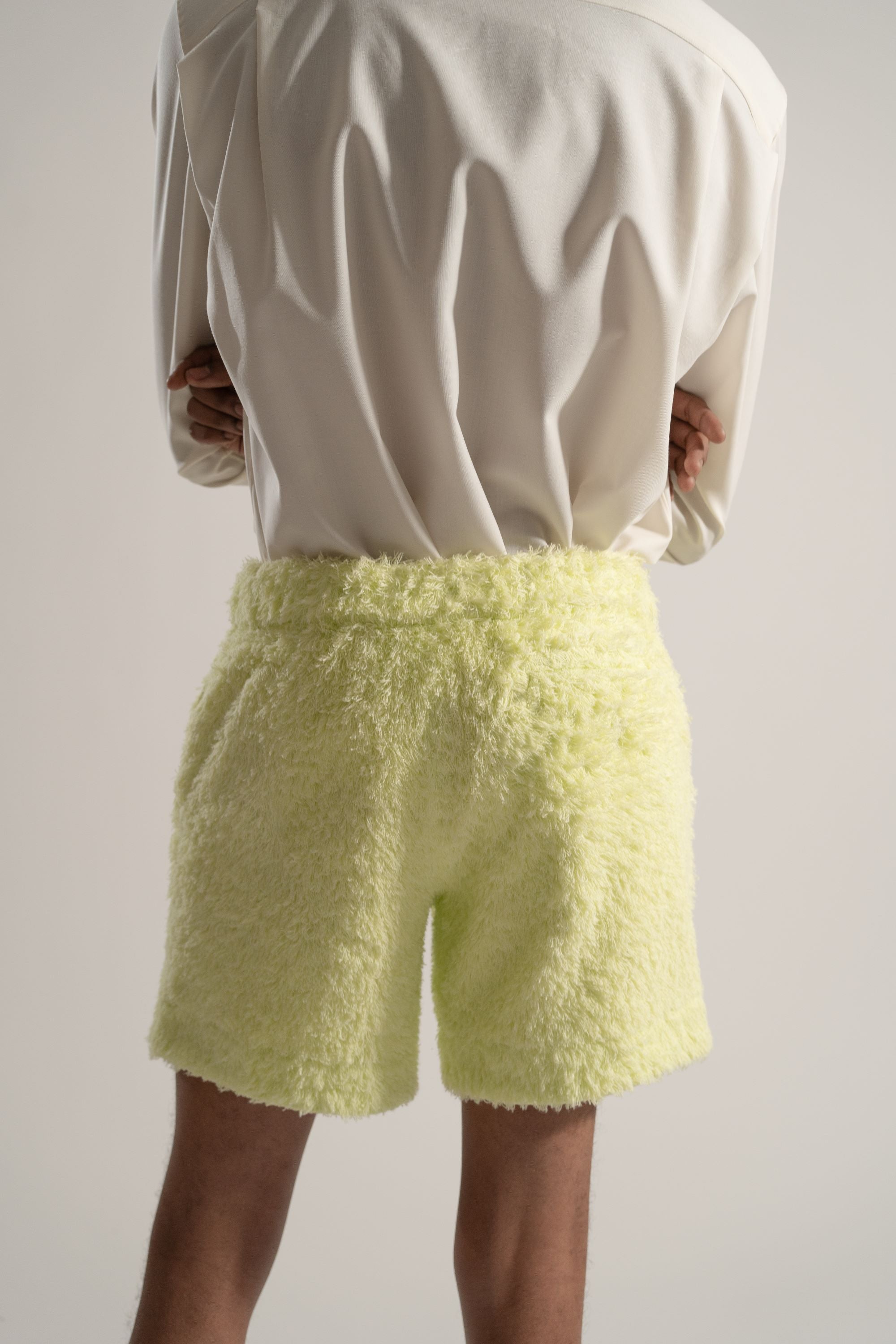 Cotton Pile Tailored Shorts in Lime