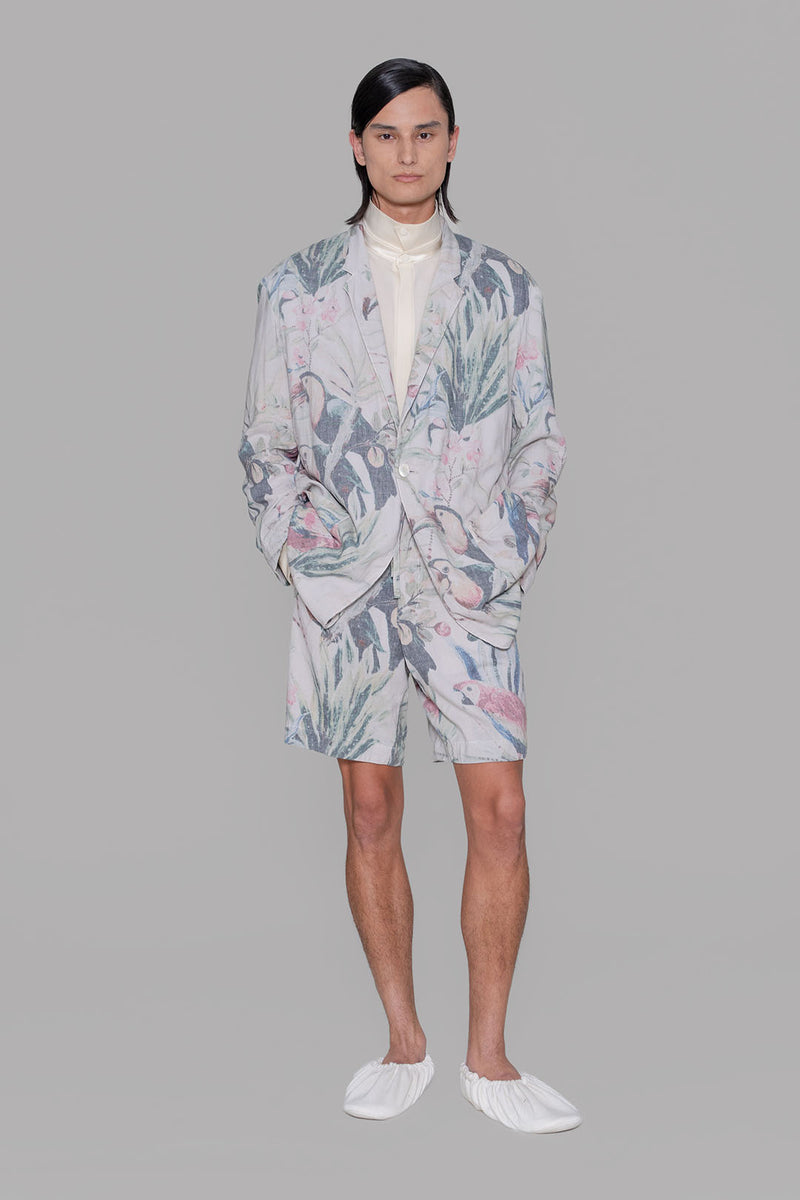 【日本入手困難】Single-breasted linen jacket ジャケット Single Breasted Jacket in Printed Linen – OVERCOAT