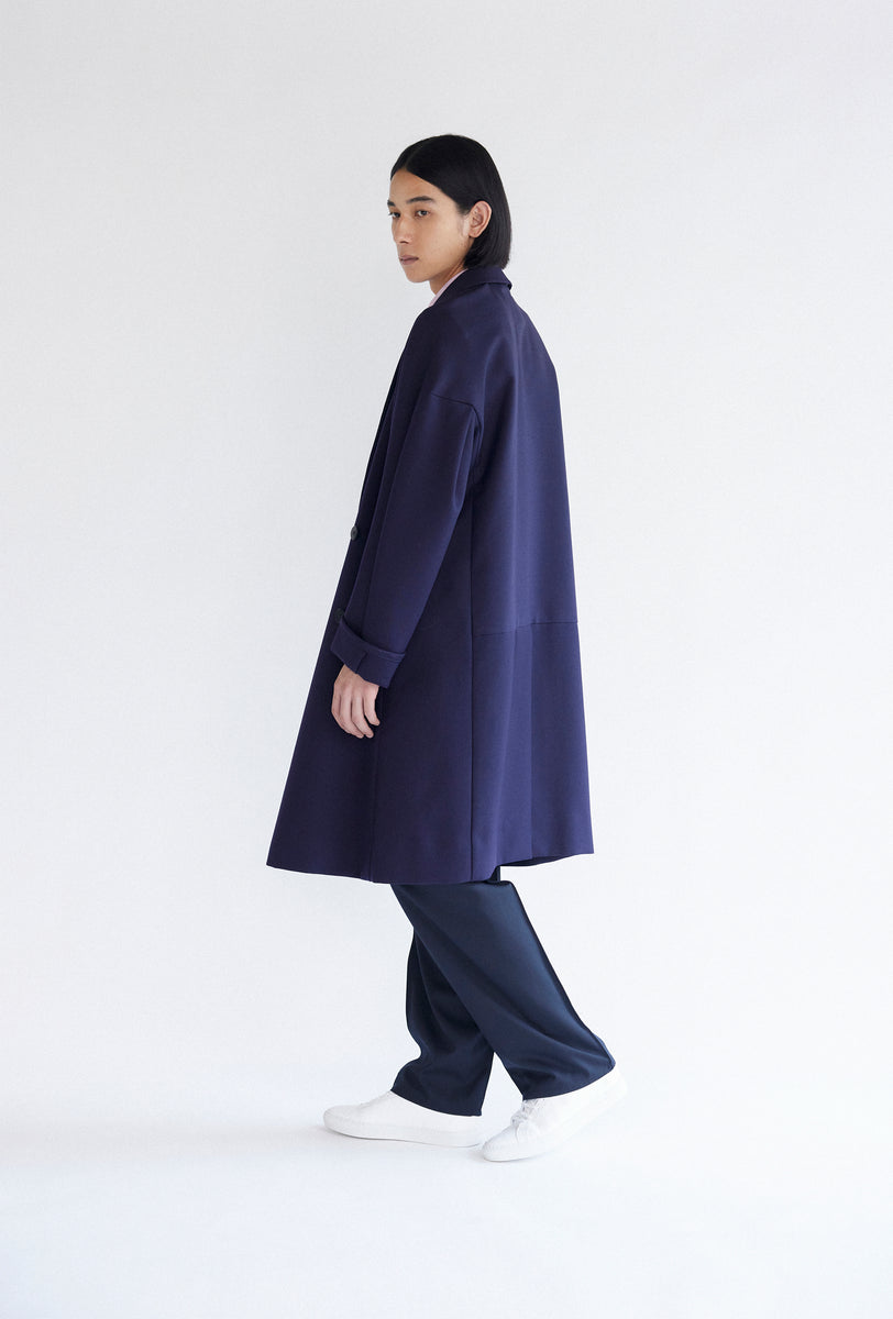Classic Wool Serge Overcoat in Navy – OVERCOAT
