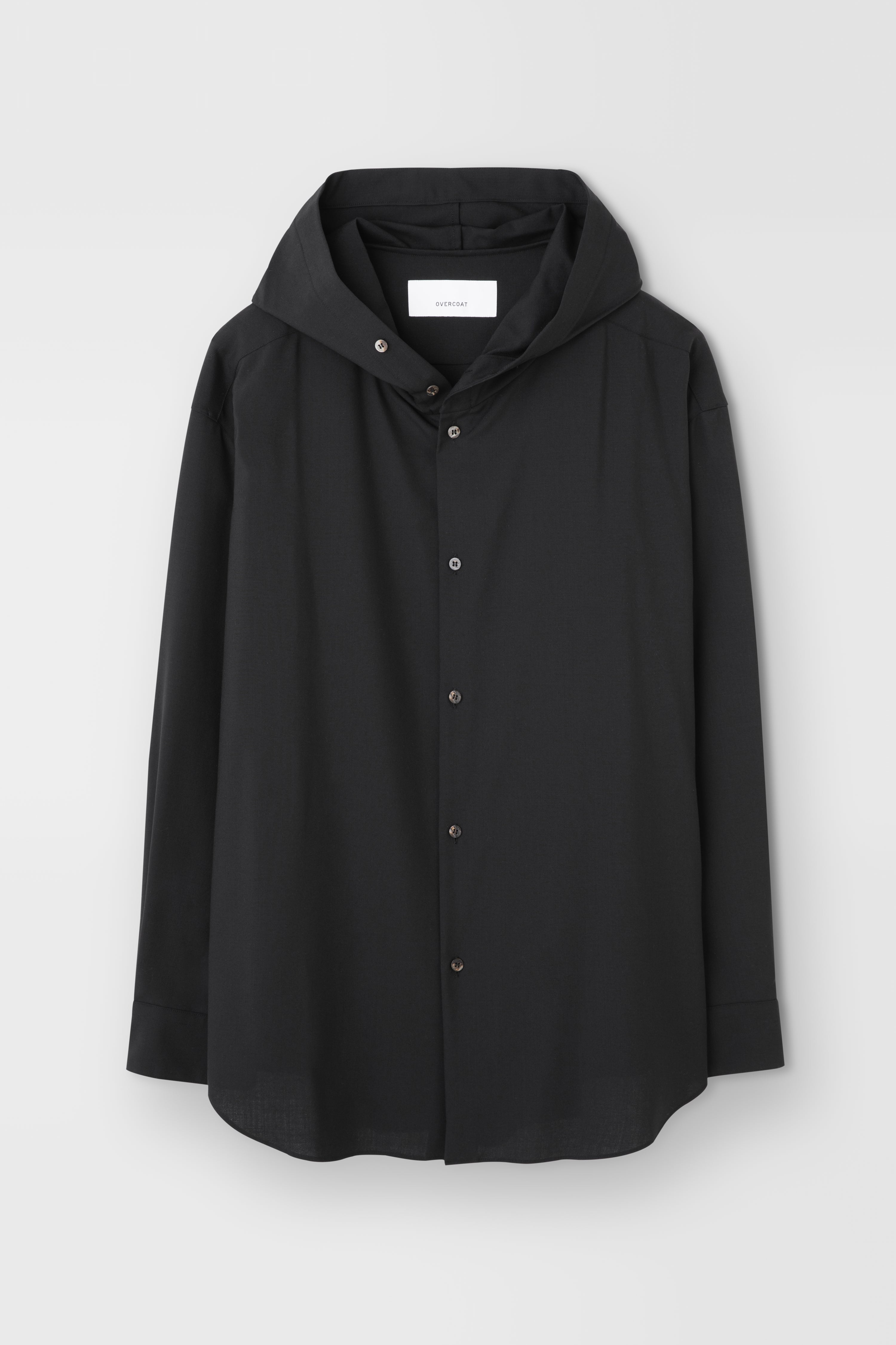 Classic Hooded Wool Shirt in Black