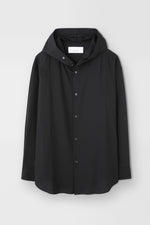 画像をギャラリービューアに読み込む, Classic Hooded Wool Shirt in Black
