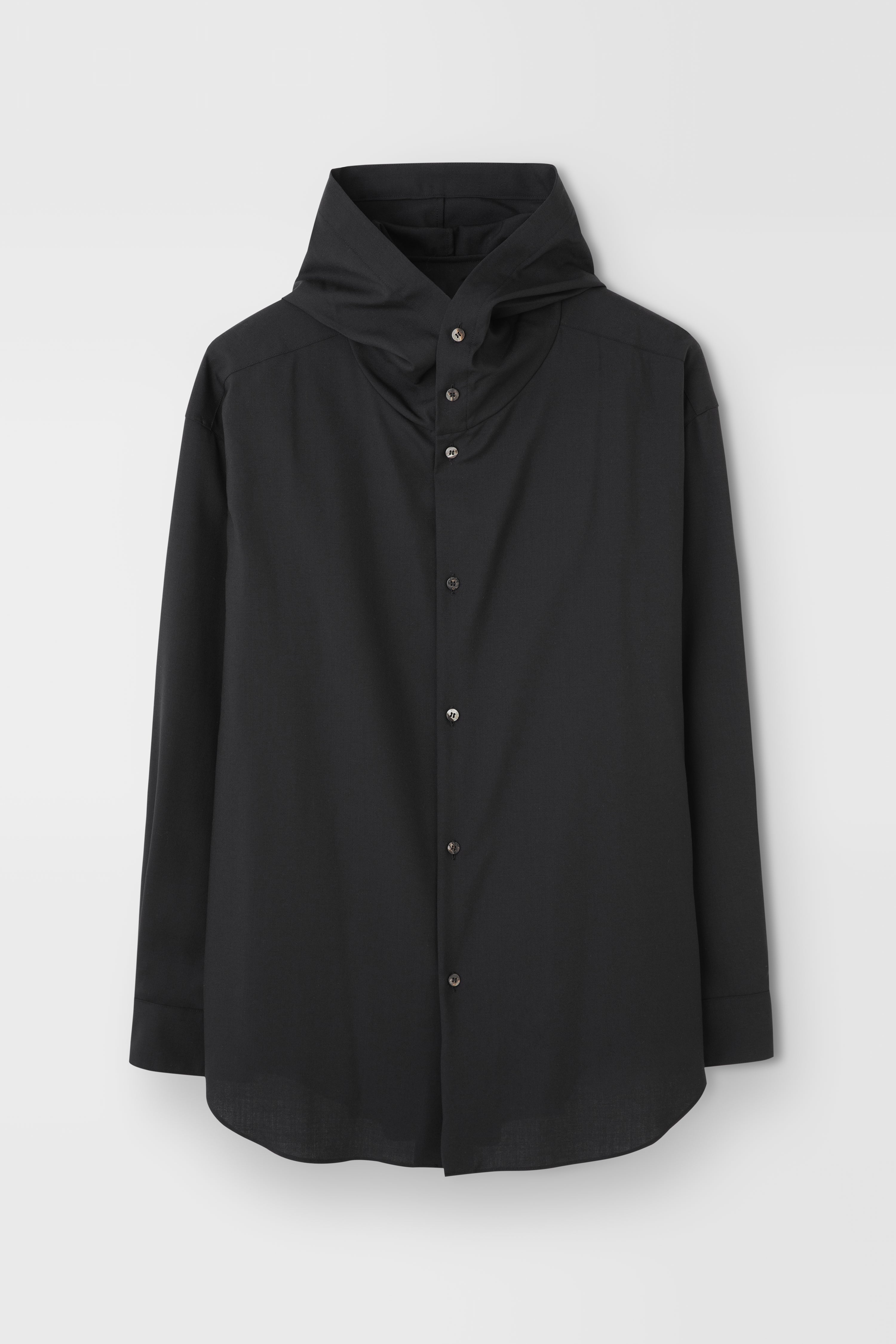 Classic Hooded Wool shirt in Black