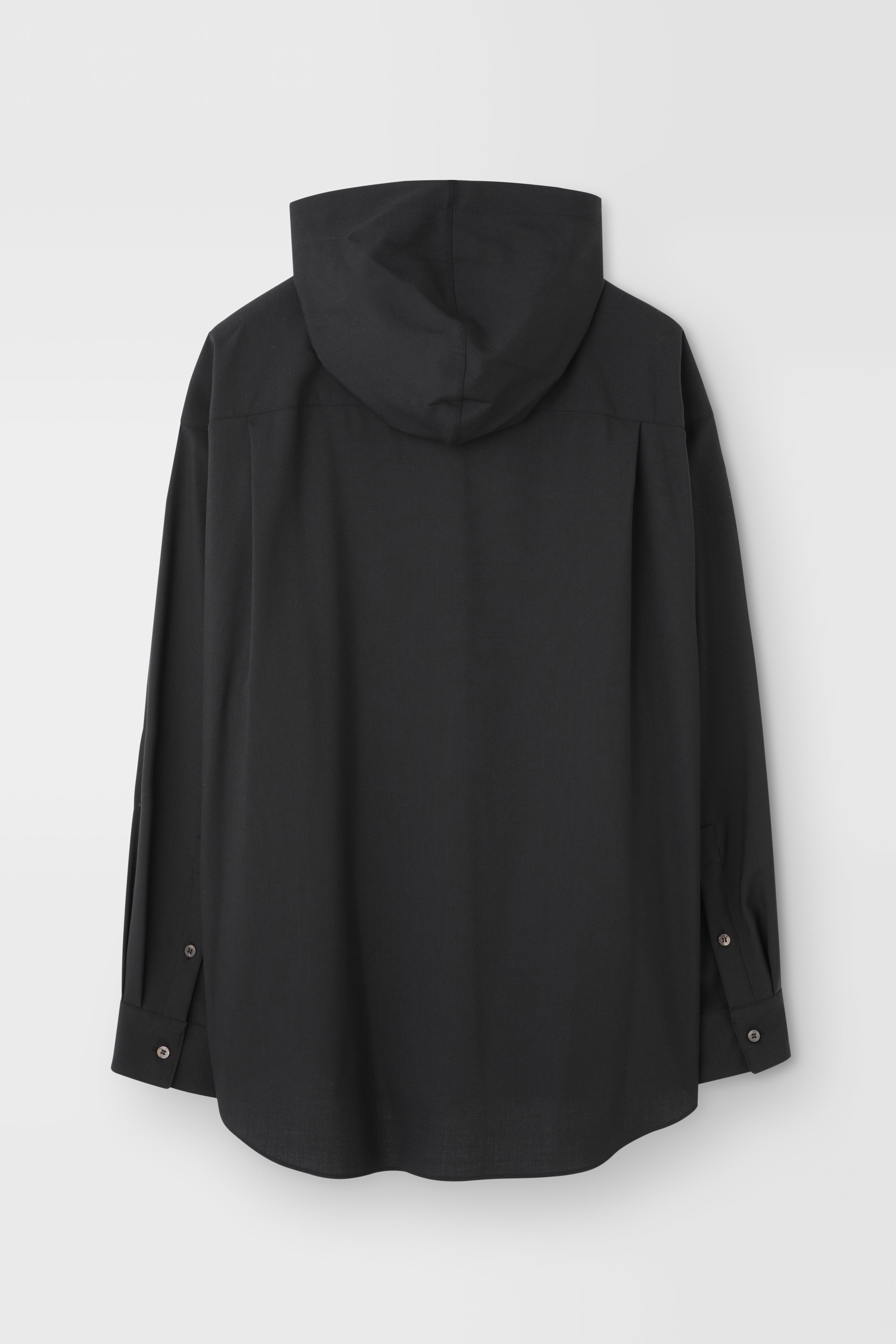 Classic Hooded Wool Shirt in Black