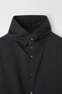 Classic Hooded Wool Shirt in Black