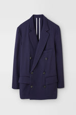 Load image into Gallery viewer, Classic Rayon Tricotine Double Breasted Jacket in Navy

