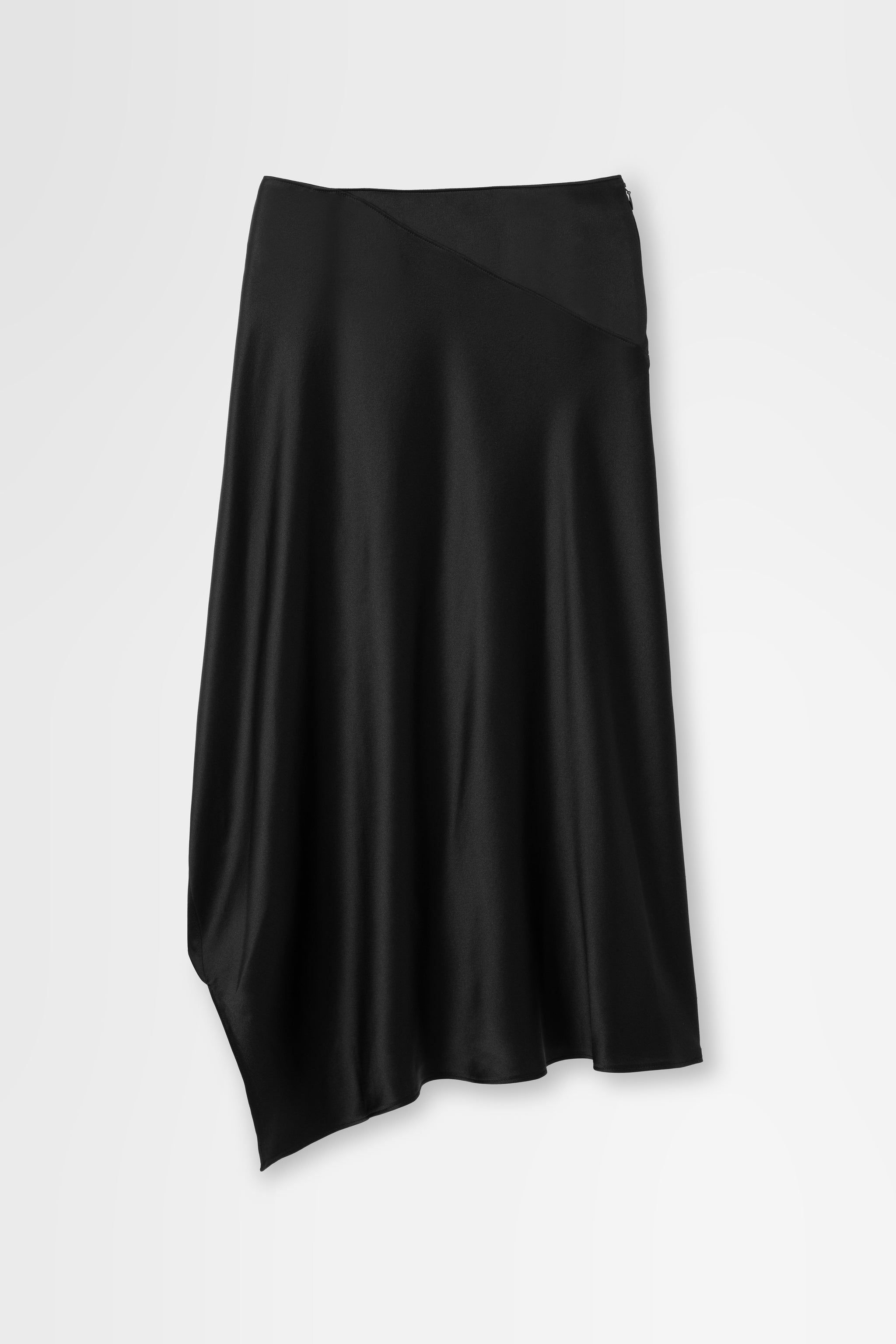 Silk Asymmetrical Skirt in Black
