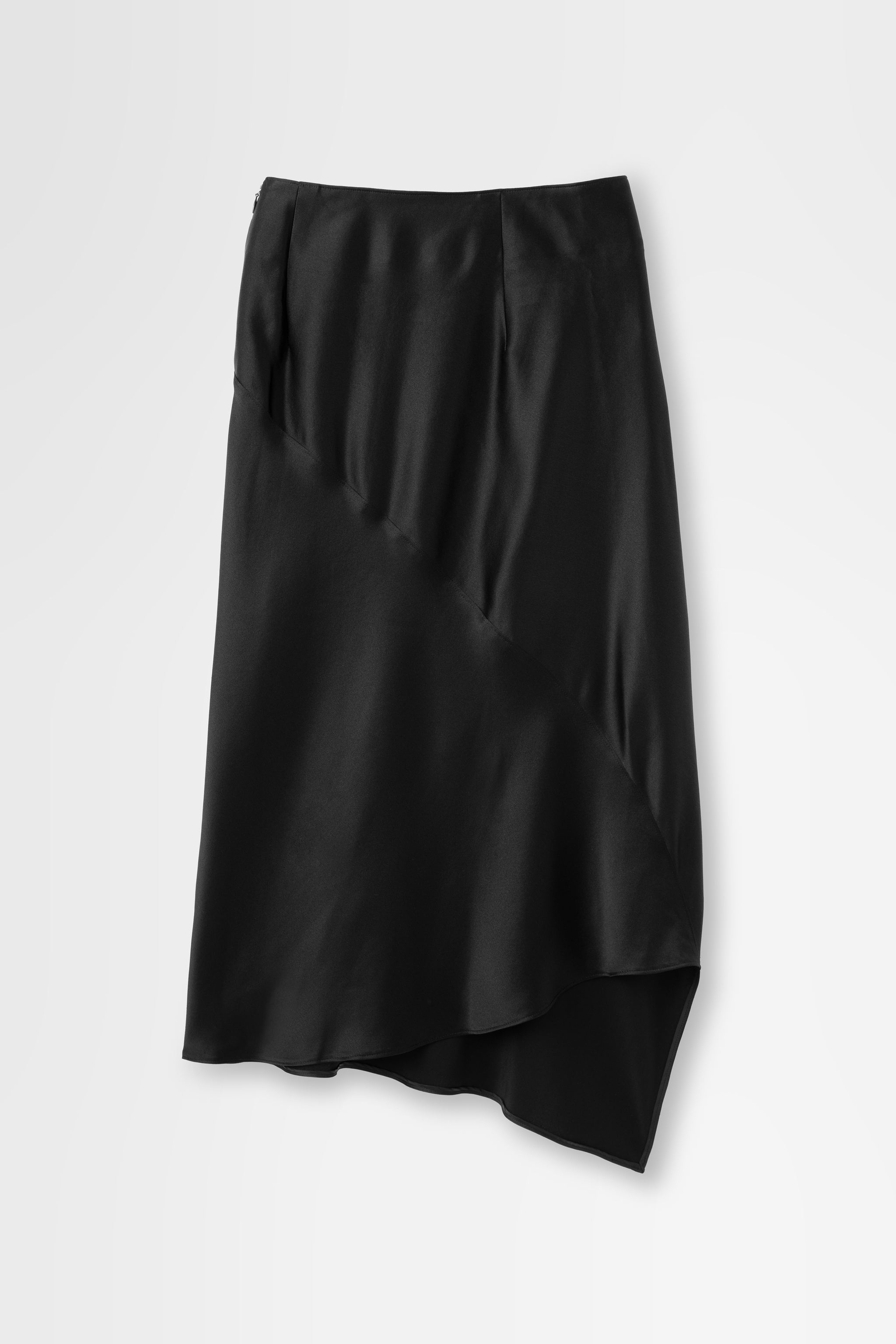 Silk Asymmetrical Skirt in Black