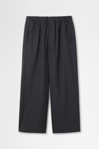 Wool Tropical Wide Leg Drawstring Trouser
