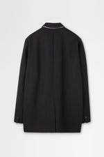 画像をギャラリービューアに読み込む, Wool Tricotine Double-Breasted Jacket in Black
