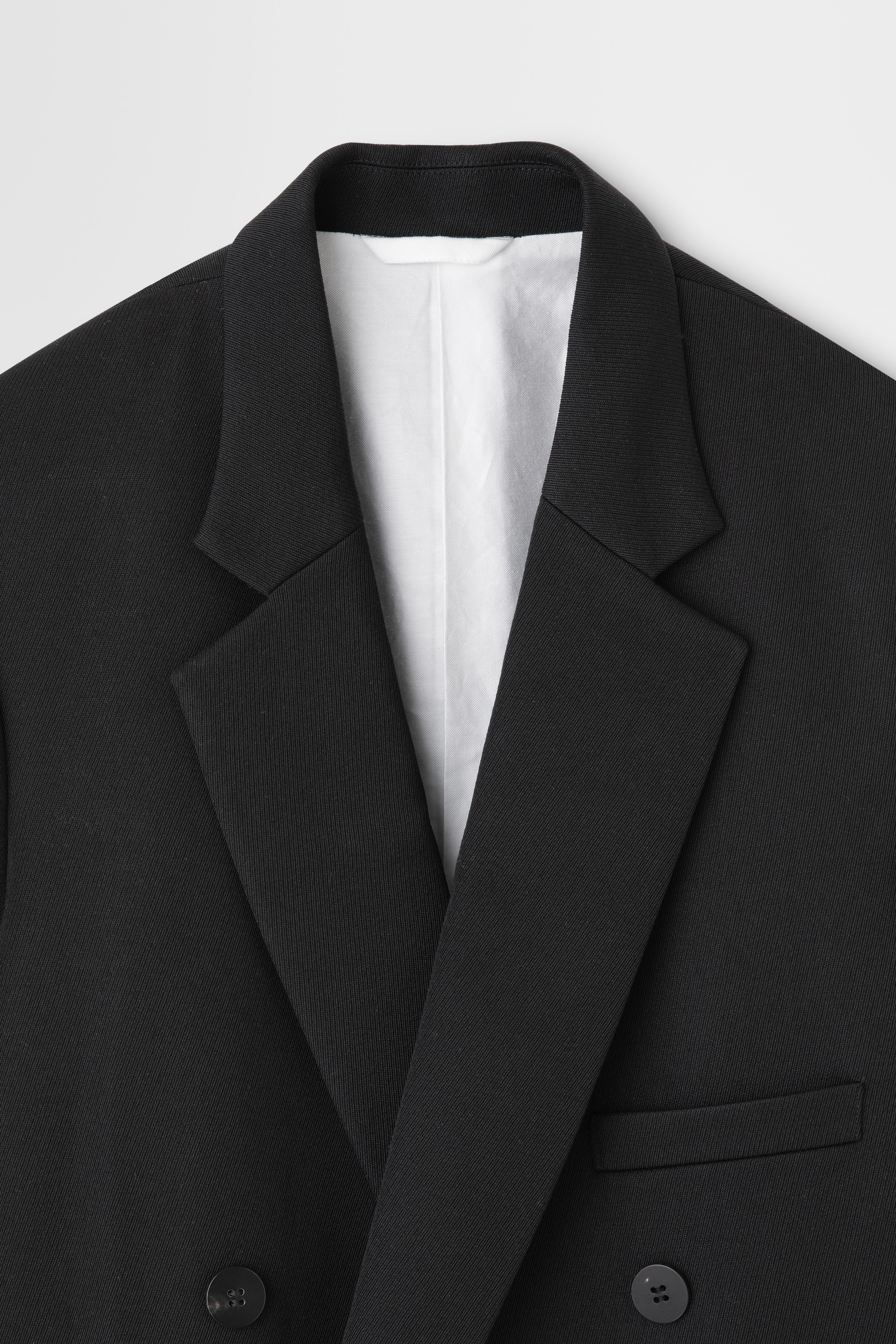 Wool Tricotine Double-breasted Jacket in Black