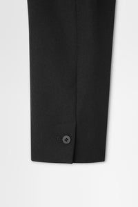 Wool Tricotine Double-breasted Jacket in Black