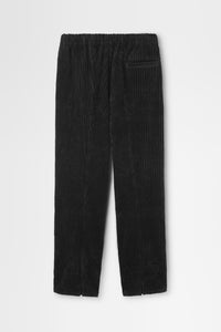 Cotton Corduroy Wide-leg Drawstring Trouser in Black