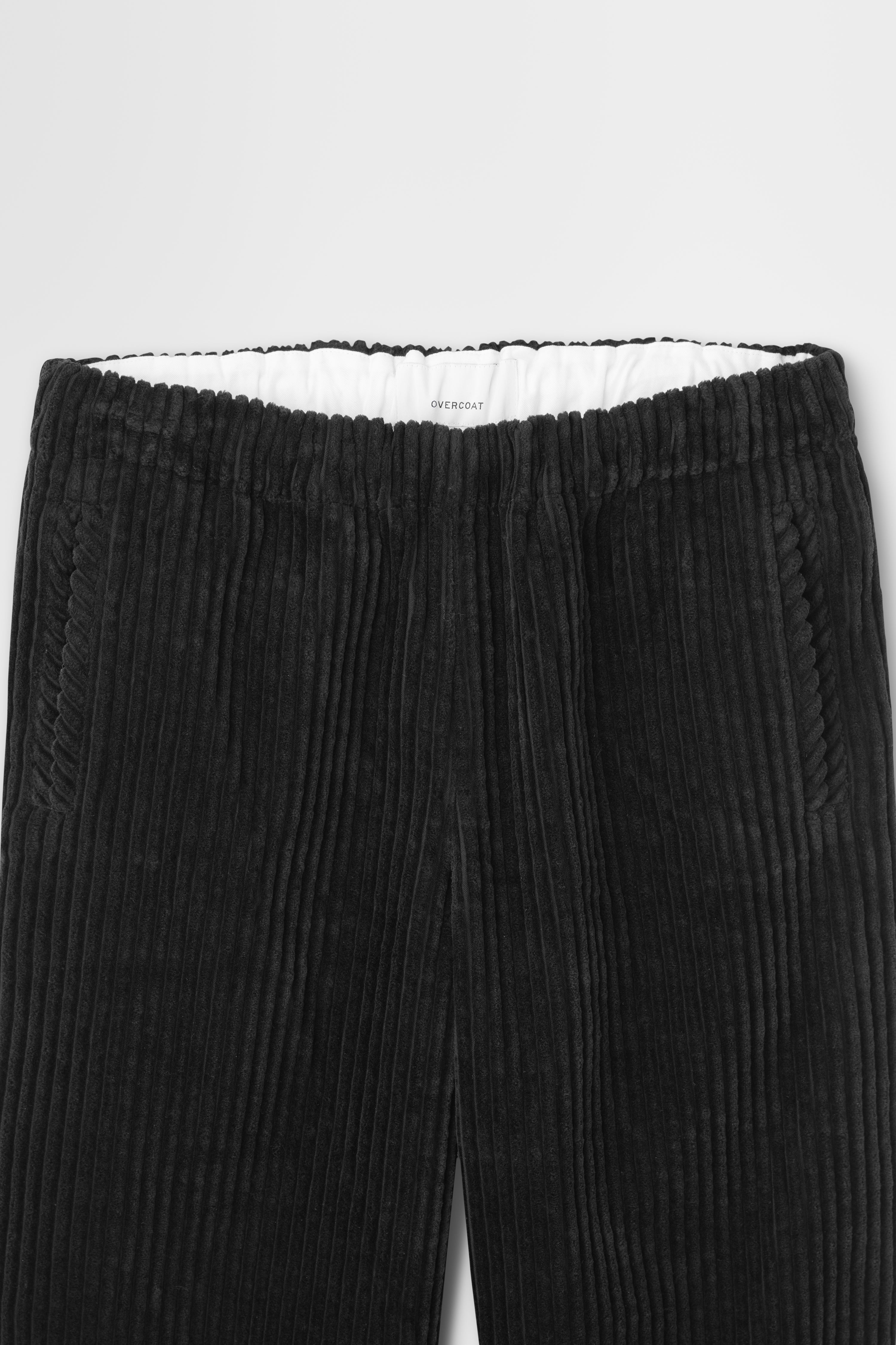 Cotton Corduroy Wide-leg Drawstring Trouser in Black