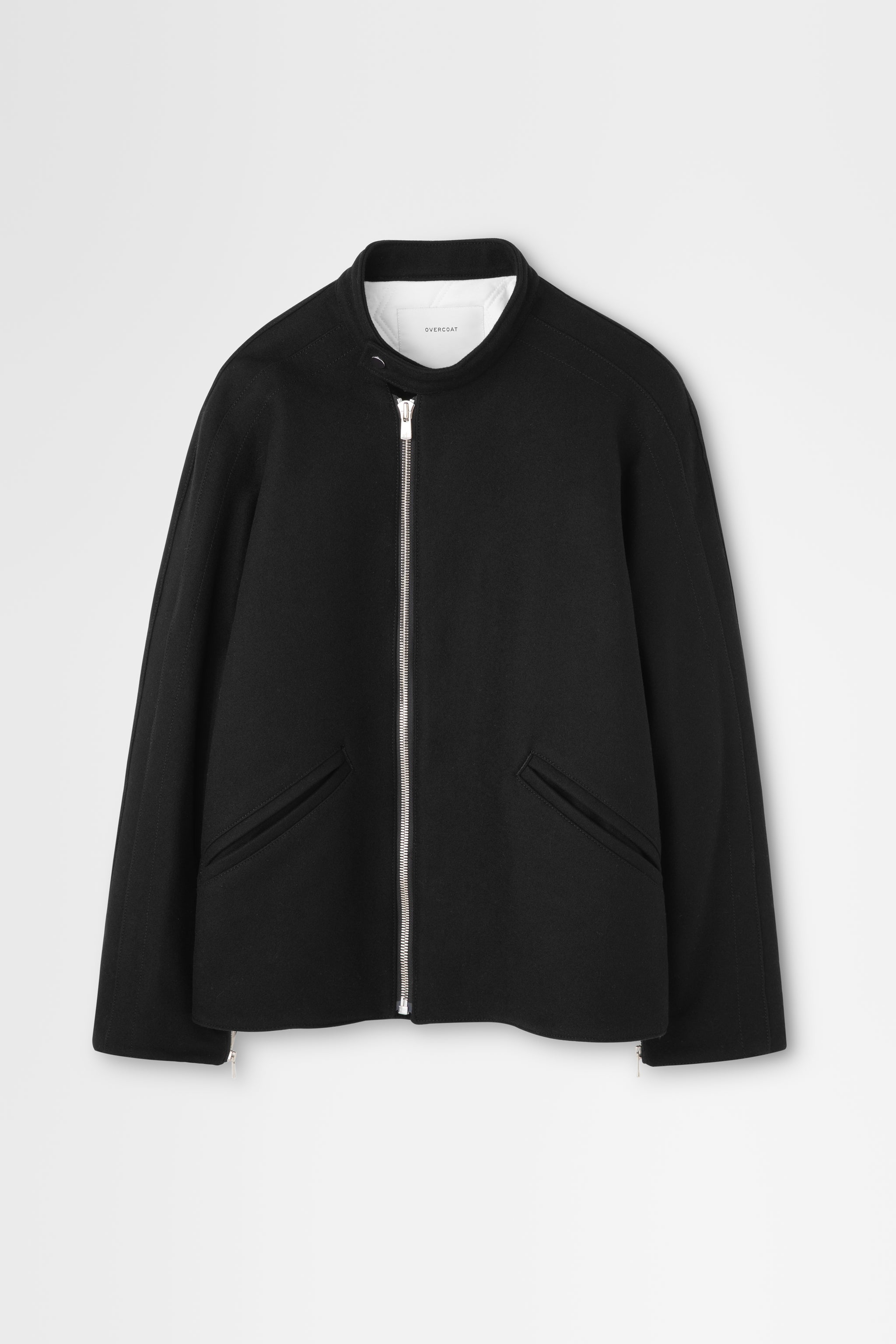 Wool Melton Double-Zip Blouson in Black