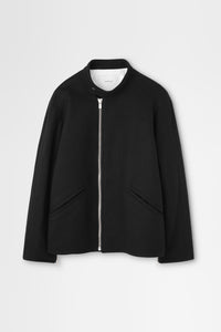 Wool Melton Double-Zip Blouson in Black