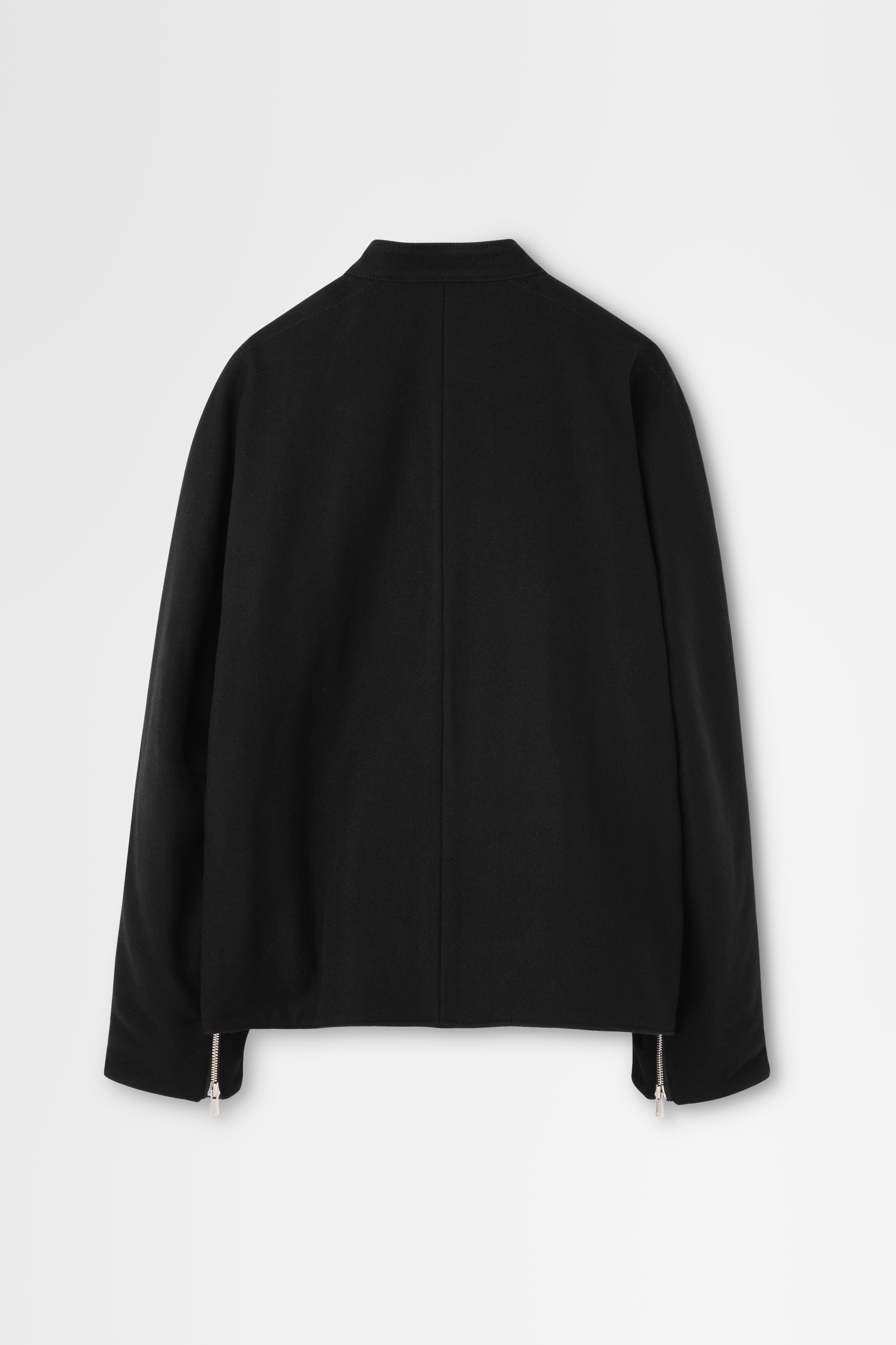 Wool Melton Double-Zip Blouson in Black