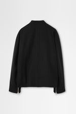 Load image into Gallery viewer, Wool Melton Double-Zip Blouson in Black
