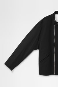 Wool Melton Double-Zip Blouson in Black