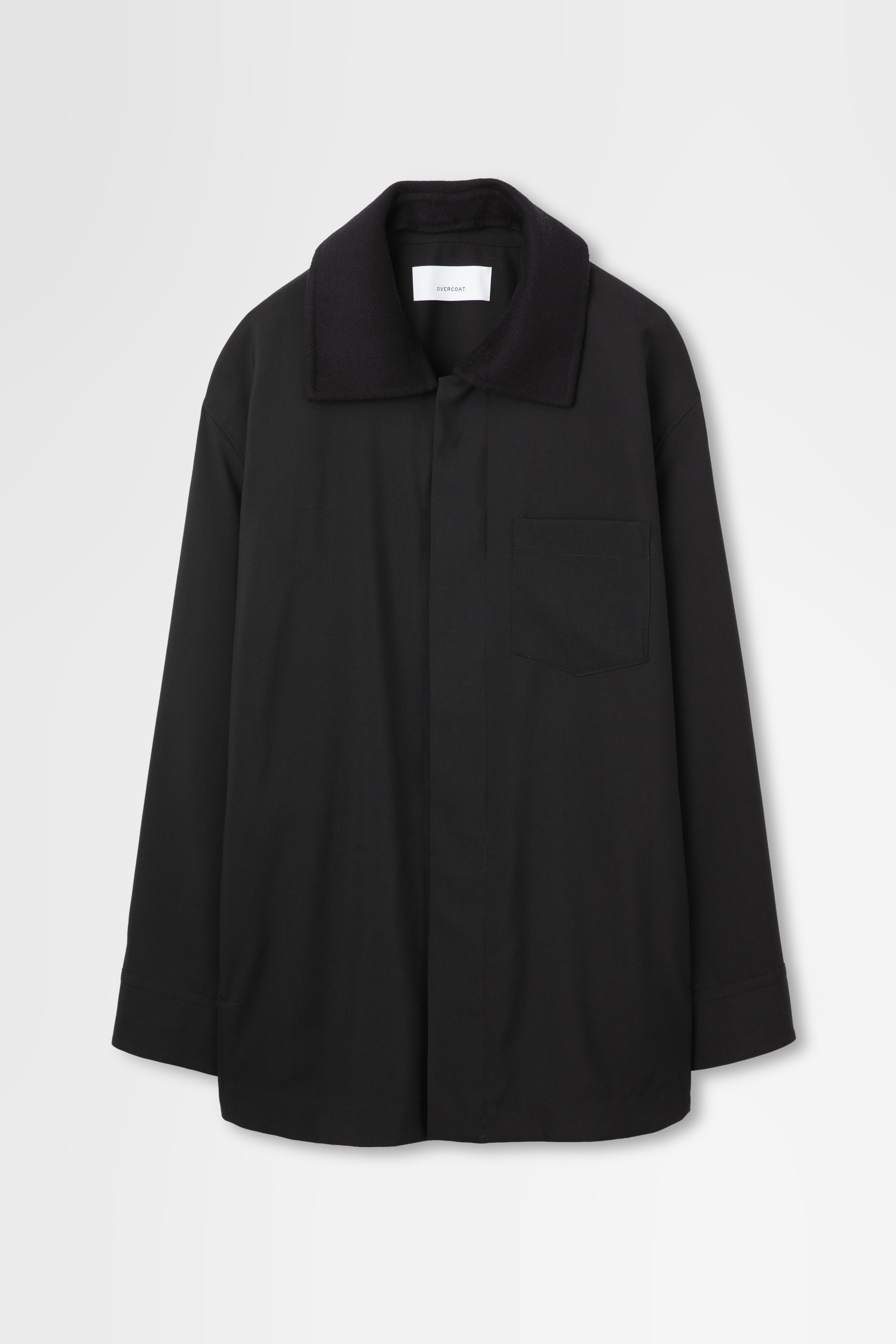 Oversized Shirt Jacket with Removable Collar in Wool Hard Shirting