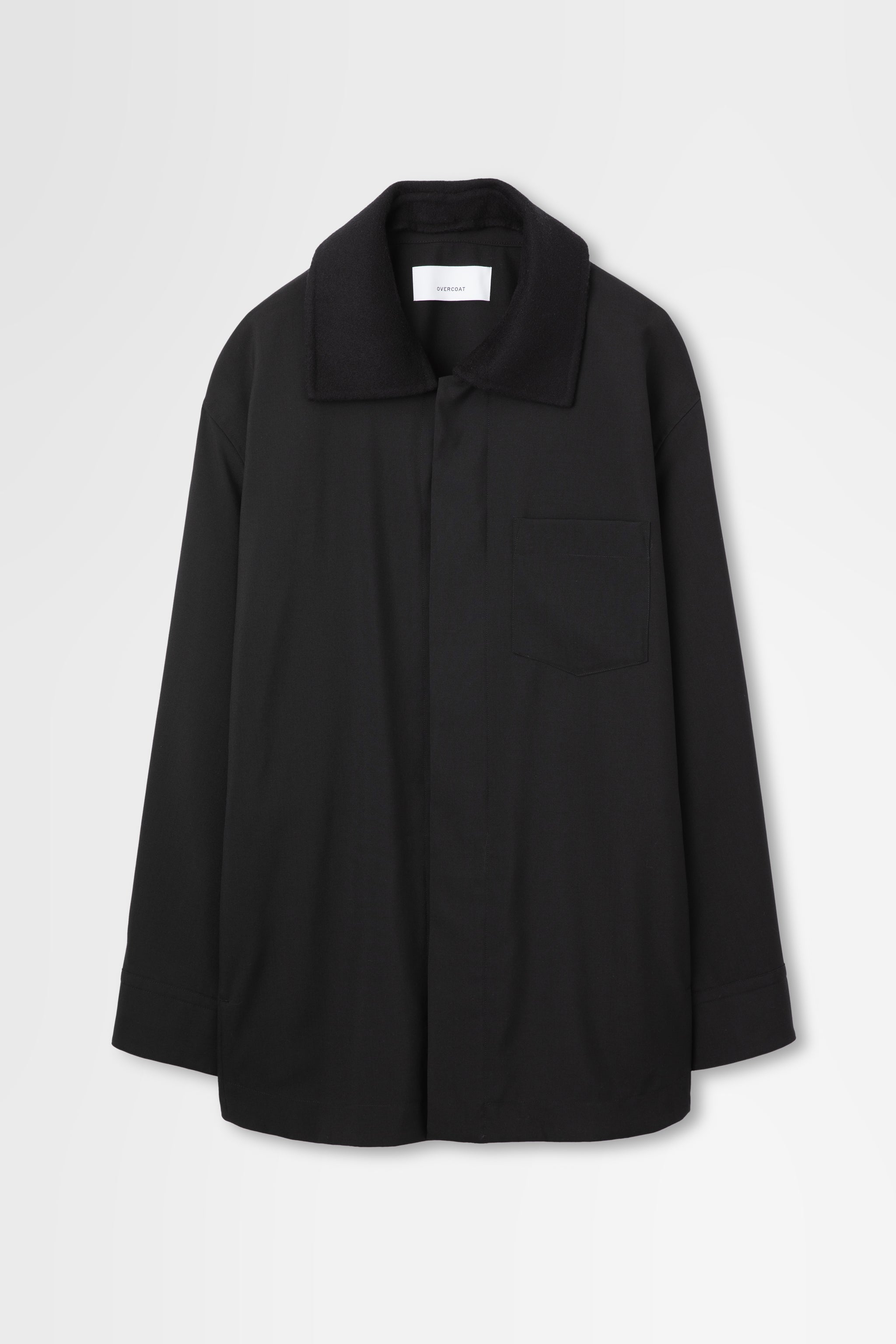 Oversized Shirt Jacket with Removable Collar in Wool Hard Shirting