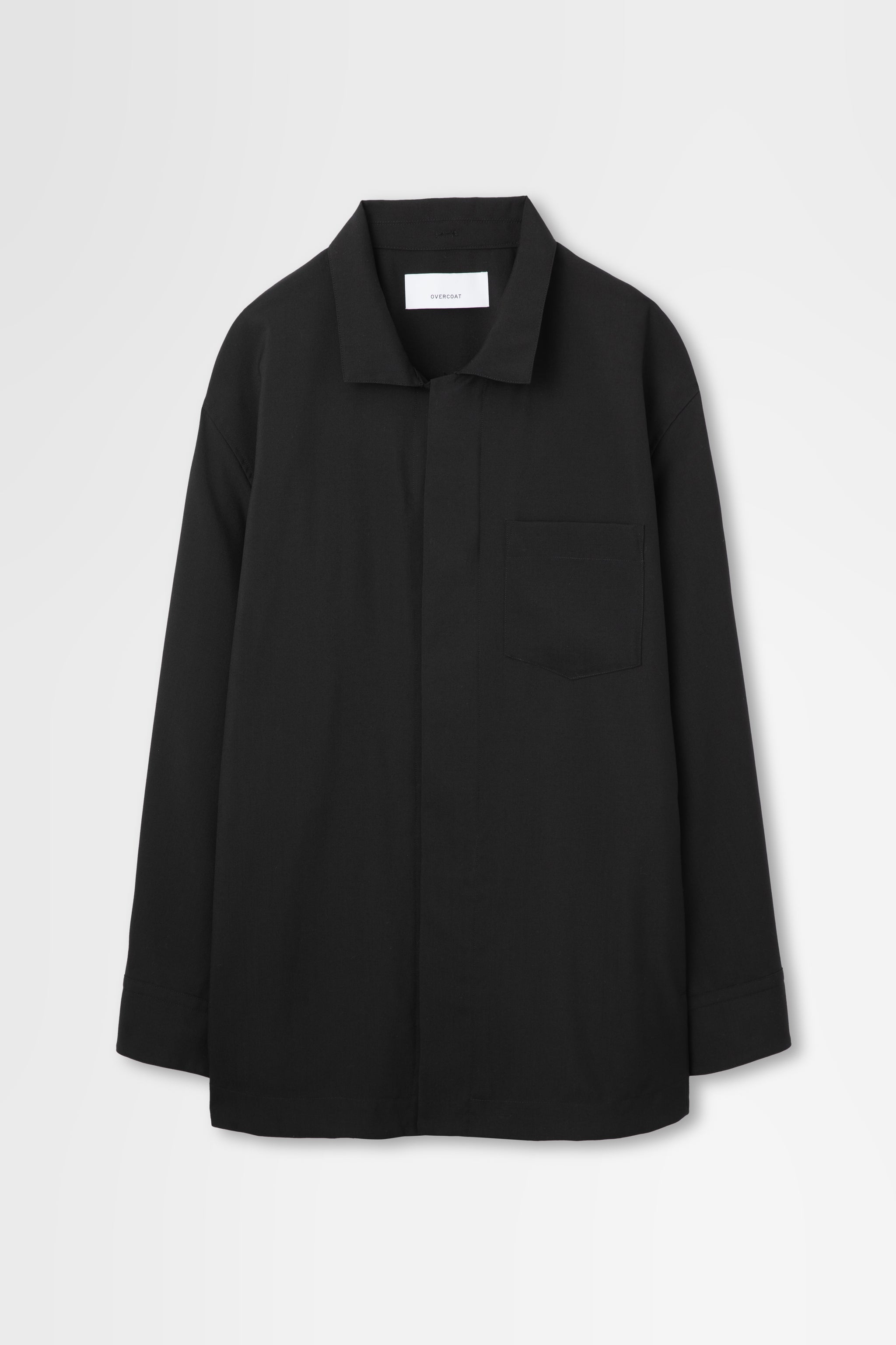 Oversized Shirt Jacket with Removable Collar in Wool Hard Shirting