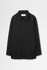 画像をギャラリービューアに読み込む, Oversized Shirt Jacket with Removable Collar in Wool Hard Shirting
