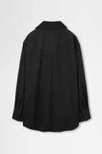 画像をギャラリービューアに読み込む, Oversized Shirt Jacket with Removable Collar in Wool Hard Shirting
