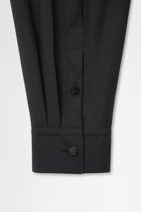 Oversized Shirt Jacket with Removable Collar in Wool Hard Shirting