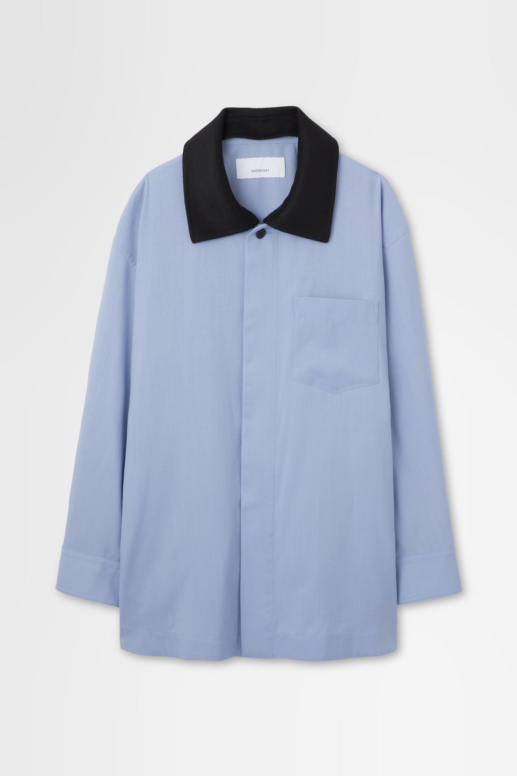 Oversized Shirt Jacket with Removable Collar in Wool Hard Shirting