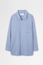 画像をギャラリービューアに読み込む, Oversized Shirt Jacket with Removable Collar in Wool Hard Shirting
