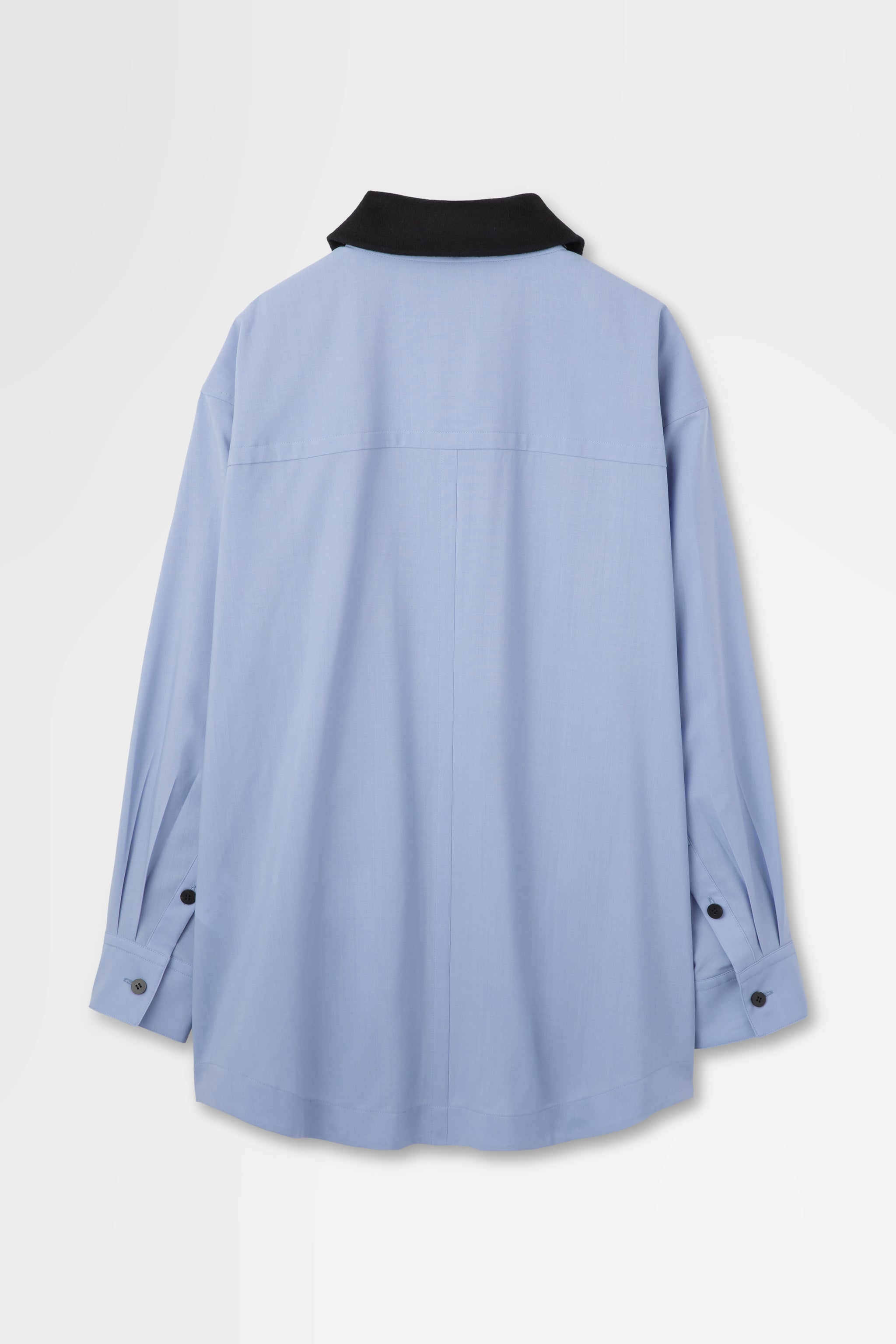 Oversized Shirt Jacket with Removable Collar in Wool Hard Shirting