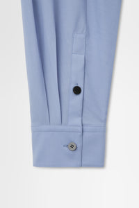 Oversized Shirt Jacket with Removable Collar in Wool Hard Shirting