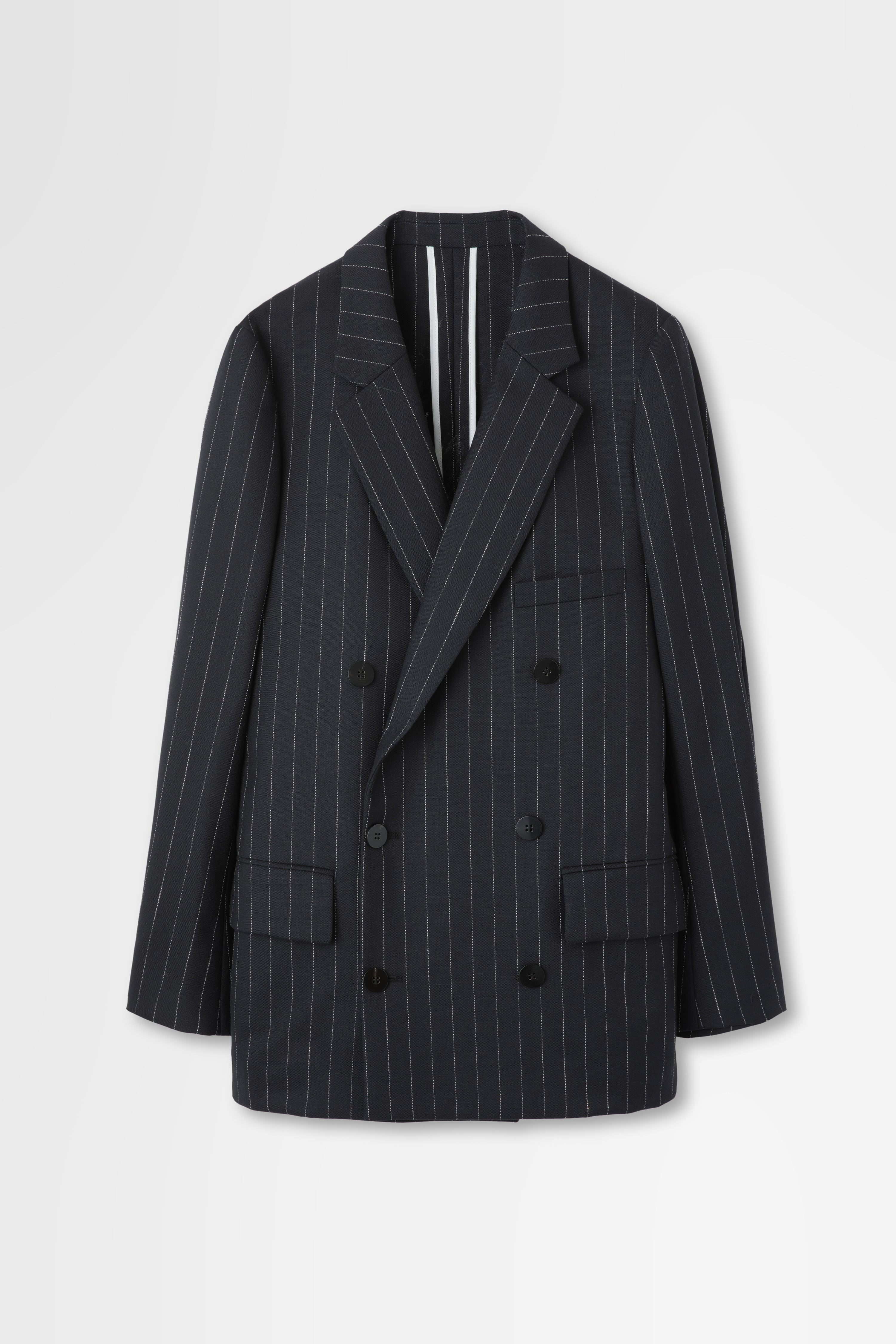 Double Breasted Jacket in Wool Pinstripe