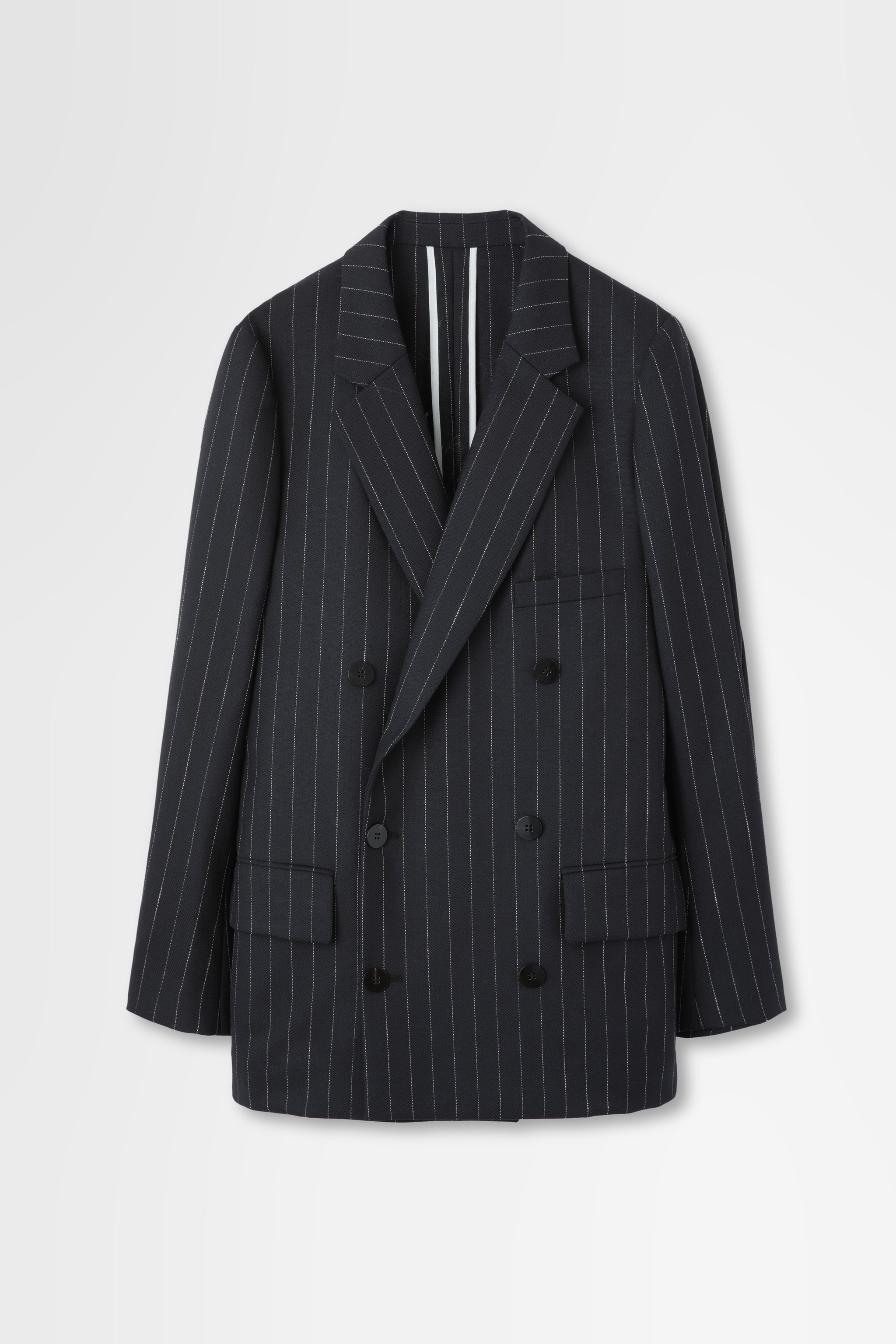 Double Breasted Jacket in Wool Pinstripe