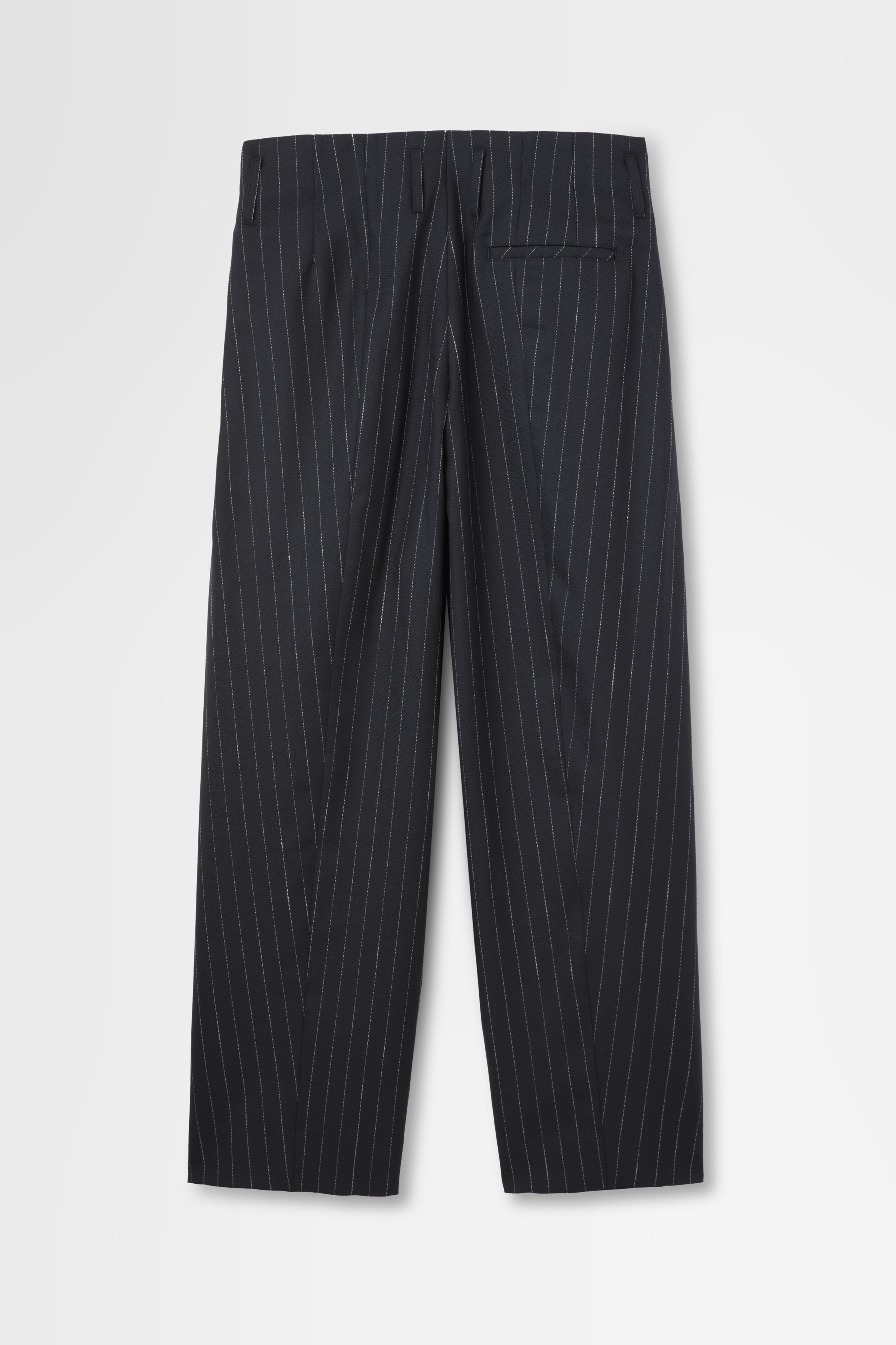 5 Tuck Trouser in Wool Pinstripe