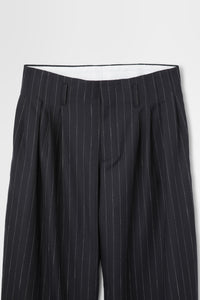 5 Tuck Trouser in Wool Pinstripe