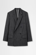 画像をギャラリービューアに読み込む, Double-breasted Jacket in Wool Pinstripe
