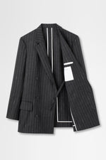 画像をギャラリービューアに読み込む, Double-breasted Jacket in Wool Pinstripe
