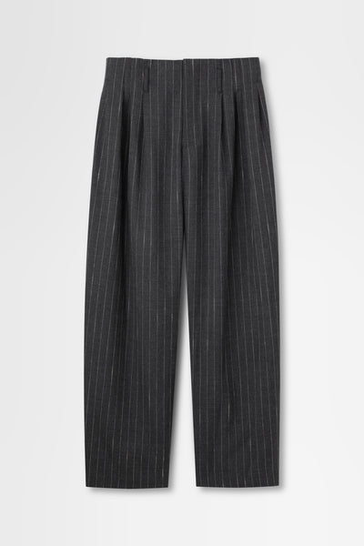 5 Tuck Trouser in Wool Pinstripe