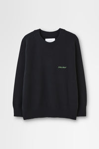 Wool Smooth Vneck Crewneck Pullover in Black